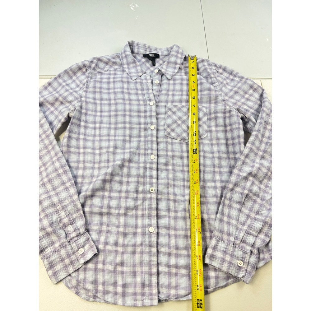 PAIGE Women's‎ Plaid Button Down Shirt Long Sleeve Casual Cotton Top Small - Picture 4 of 8